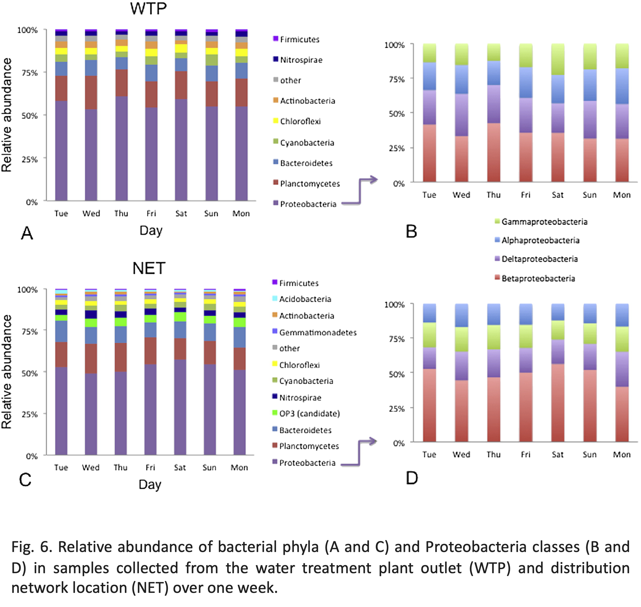 Dynamics of bacterial communities before and after distribution in a ...
